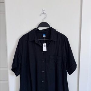 Old Navy Black Midi Button-Up Dress
